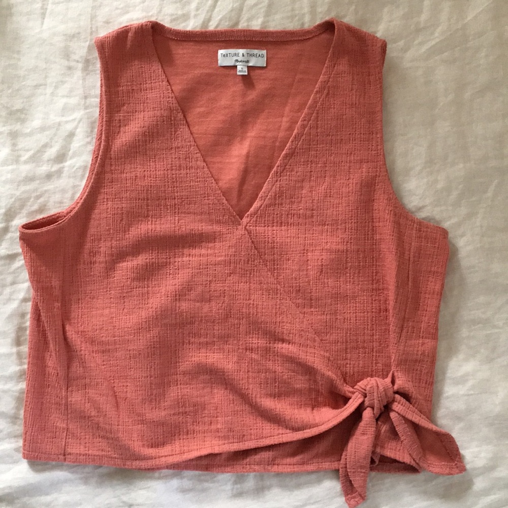 Madewell salmon pink wrap top